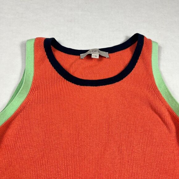 LOFT Sleeveless Sweater Tank Colorblock Casual Preppy Knit Work Pullover MEDIUM - Picture 3 of 10